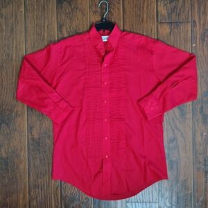 Vintage 90s Chaplin pleated western red tuxedo button down shirt size M